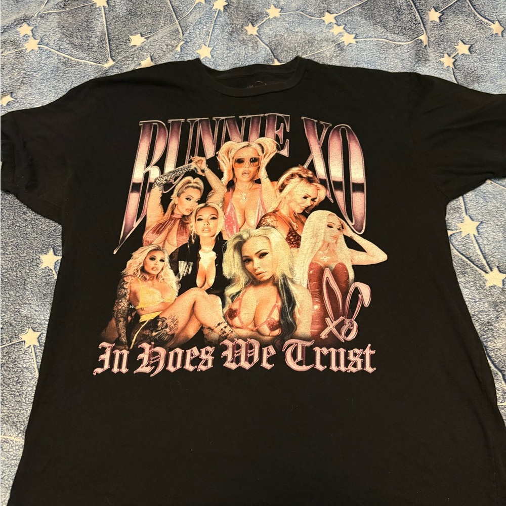 Black Graphic Tee with Pink Accents